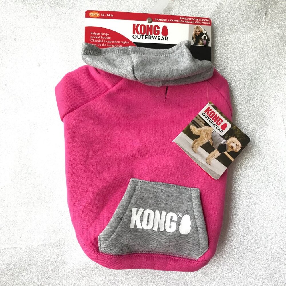 KONG OuterWear  Fleece pull over Raglan Pocket Hoodie Dog   Pink /Gray
